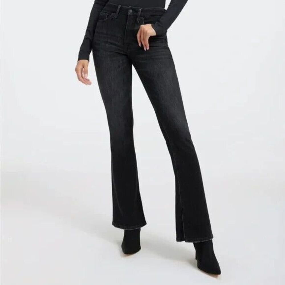 Good American Good Classic Cashmere Bootcut Jeans Black218 Size 15 Nwt